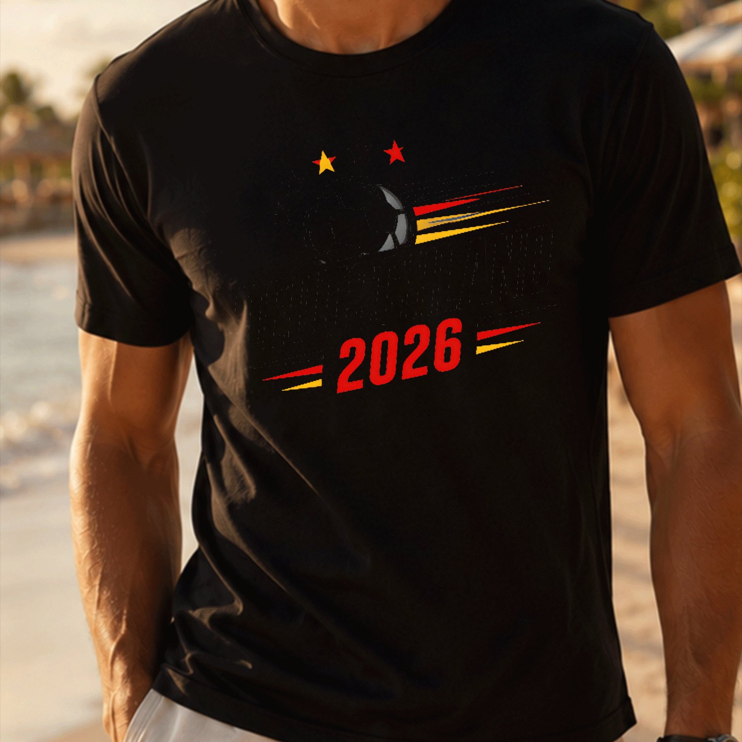 Image of Germany Players 2026 Flag Football Soccer (1) For Men Summer Casual T-shirt - Lightweight Tee For Seaside Vacation, Beach Resort