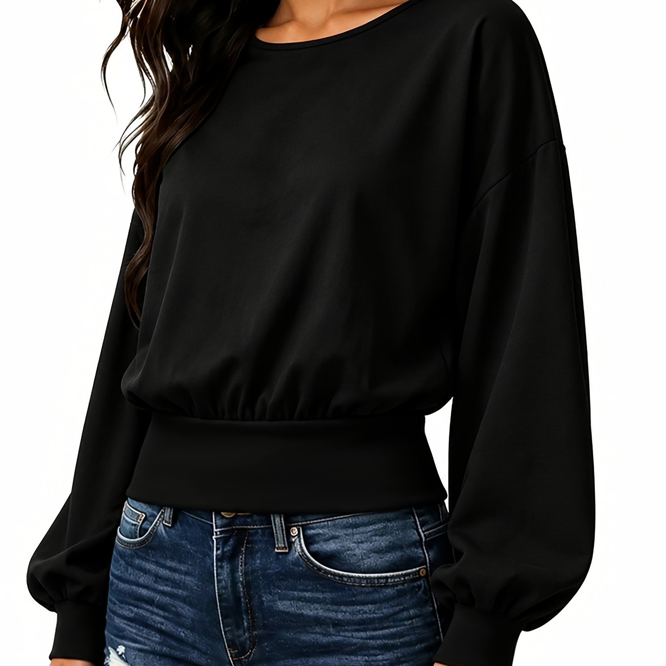 TEMU 1pc Casual Crew Neck Long Sleeve T-shirt | Medium Stretch, Solid Color, Regular Fit For Spring/summer/fall
