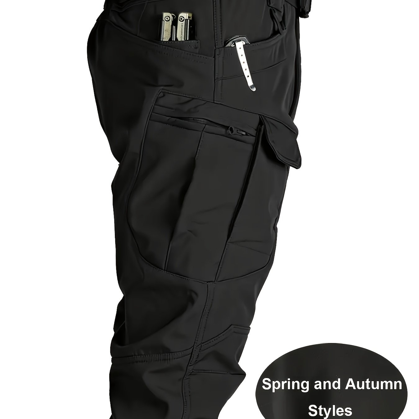 E-shop Lässige Herren Cargo Hose mit elastischem Bund, Reißverschlusstaschen, Design, Softshell-Kompositgewebe, strapazierfähig und bequem,