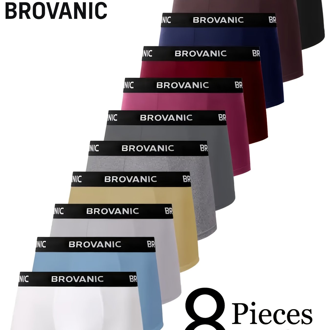 E-shop 8er-Pack Herren-Boxershorts in einfarbigen, zufälligen Farben, , schlicht, atmungsaktiv, bequem, schnelltrocknend, leicht, geeignet für Sport