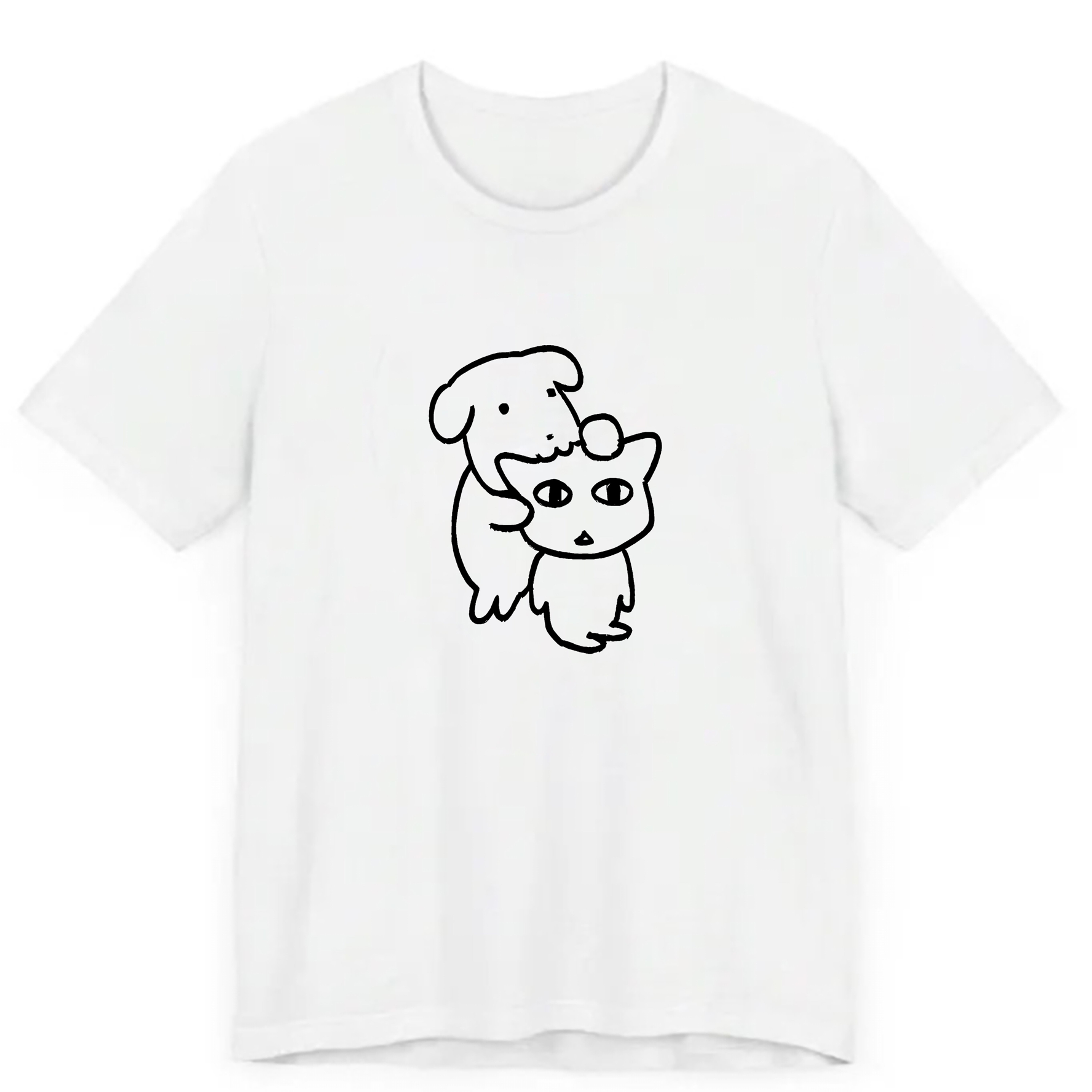 TEMU 카툰 강아지 프린트, 우아한 여름 여성용 반팔 티셔츠, 활용도 높은 라운드 넥