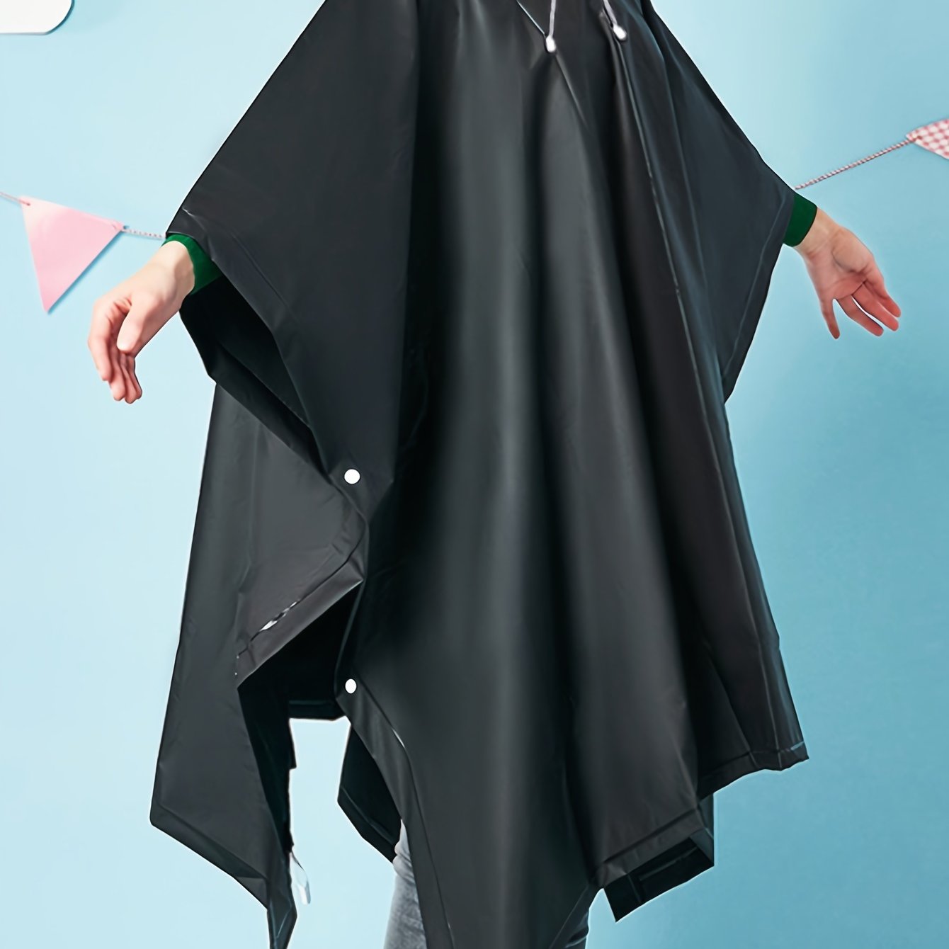 1 Black High Quality Eva Raincoat For Hiking, Multi-functional Raincoat, Universal Men's Transparent Raincoat, Women's Backpack Raincoat, High Quality Camping And Hiking Cape Raincoat