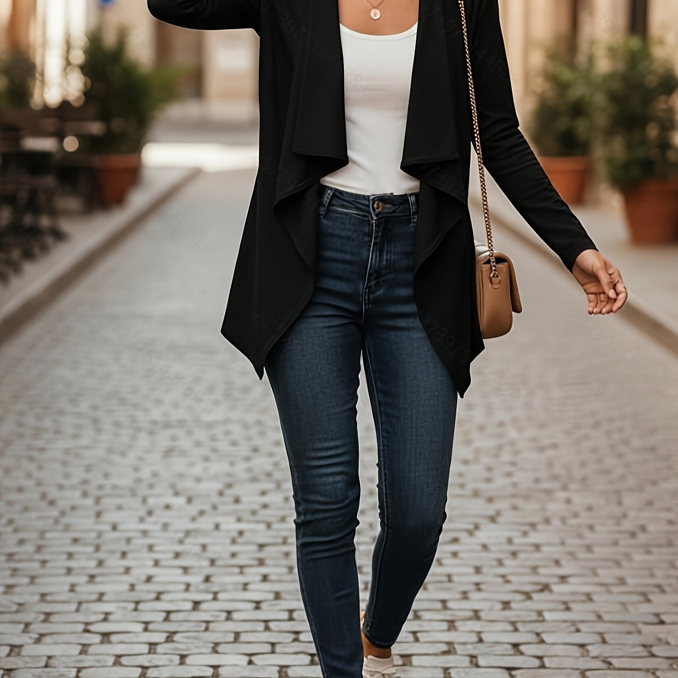 Women's Front-pleated Cardigan With Long Sleeves And An Irregular Hem