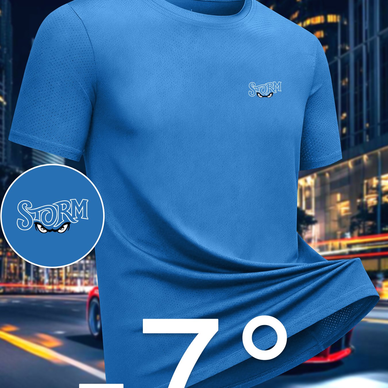 TEMU Men's Athletic Short Sleeve, Lightweight Quick-dry Round Neck T-shirt, Storm Print, Athletic Running Gym Workout, Top Performance Ultra-thin