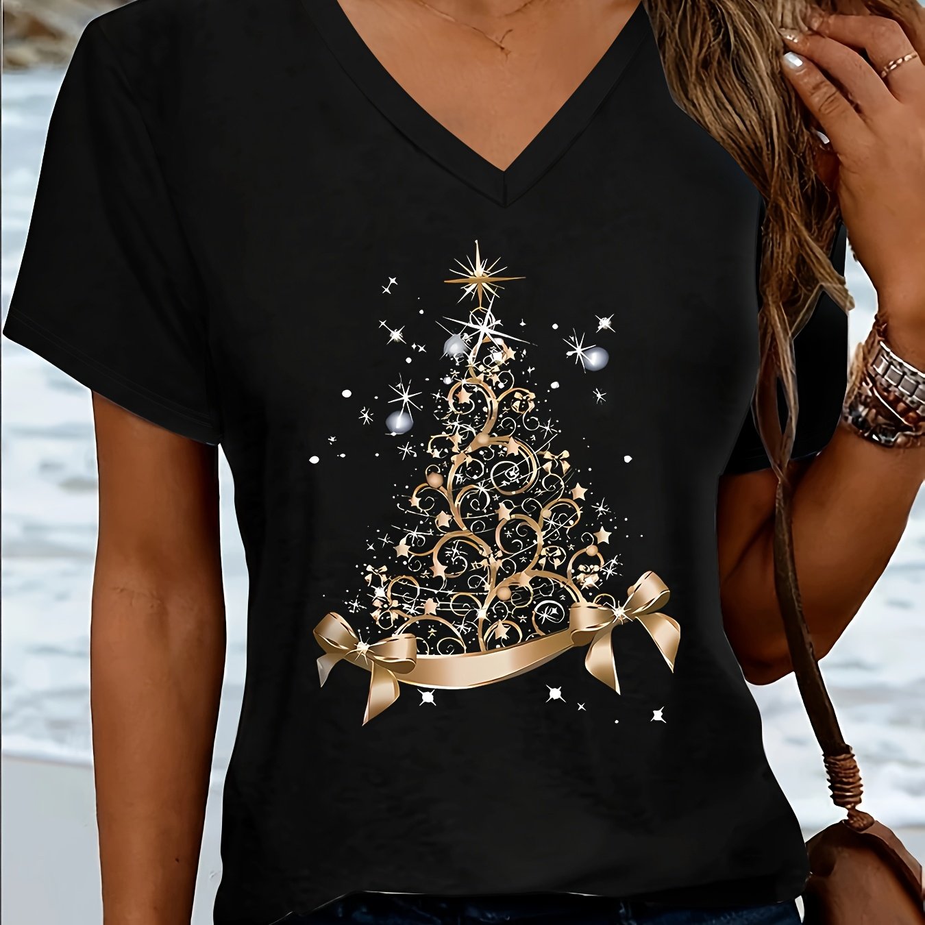 TEMU Grande Taille - Grande Taille - T-shirt à Imprimé de Lettres Grande Taille, Haut Décontracté à Manches Courtes et Col en V pour l'Été et ,