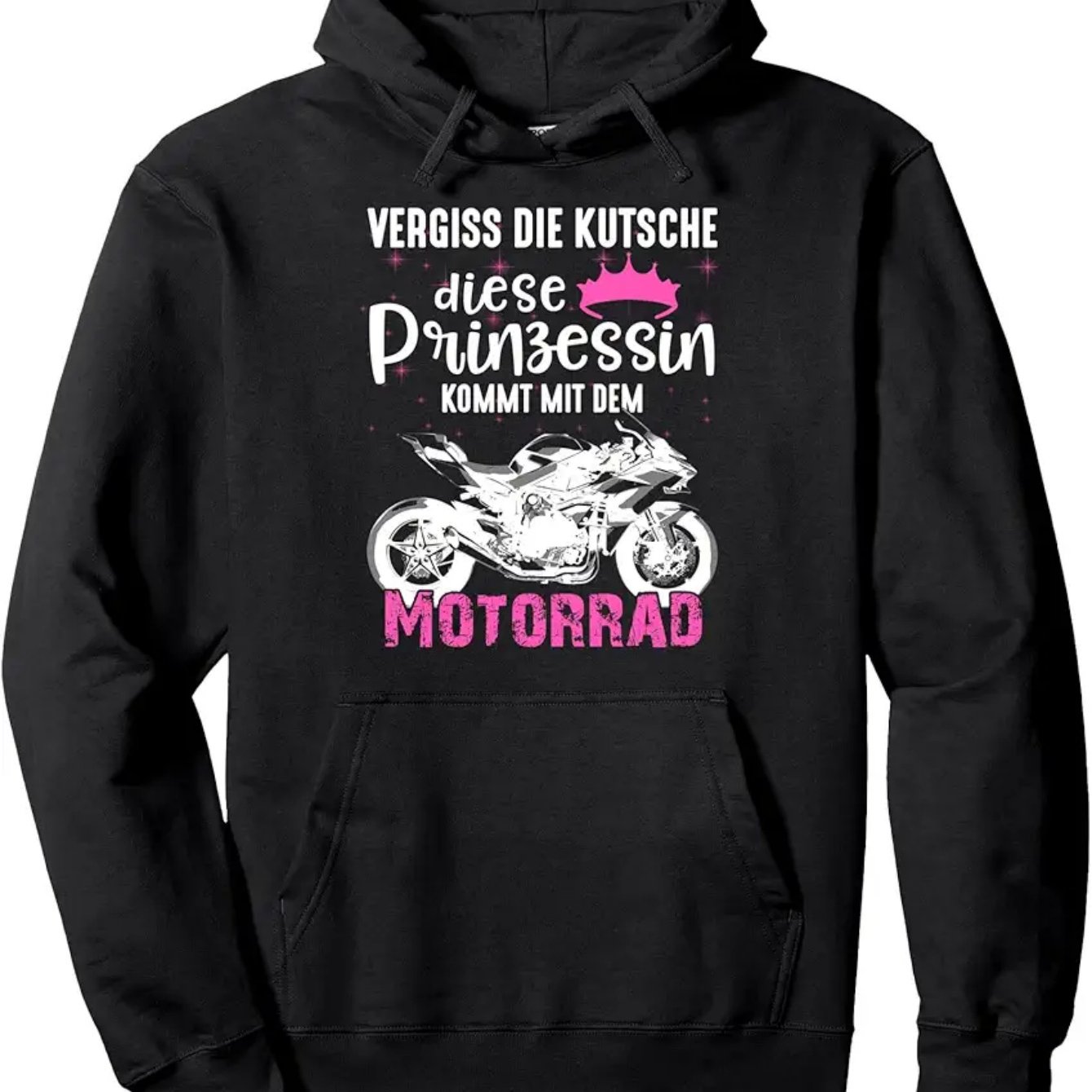 Image of Men's Motorcycle Racing Hoodie | Black Pullover Sweatshirt With German Text, Front Pocket, Non-stretch Fabric, Crew Neck, Regular Fit, , Print Design, Quality Stitching, Hooded Sweater, Adventure