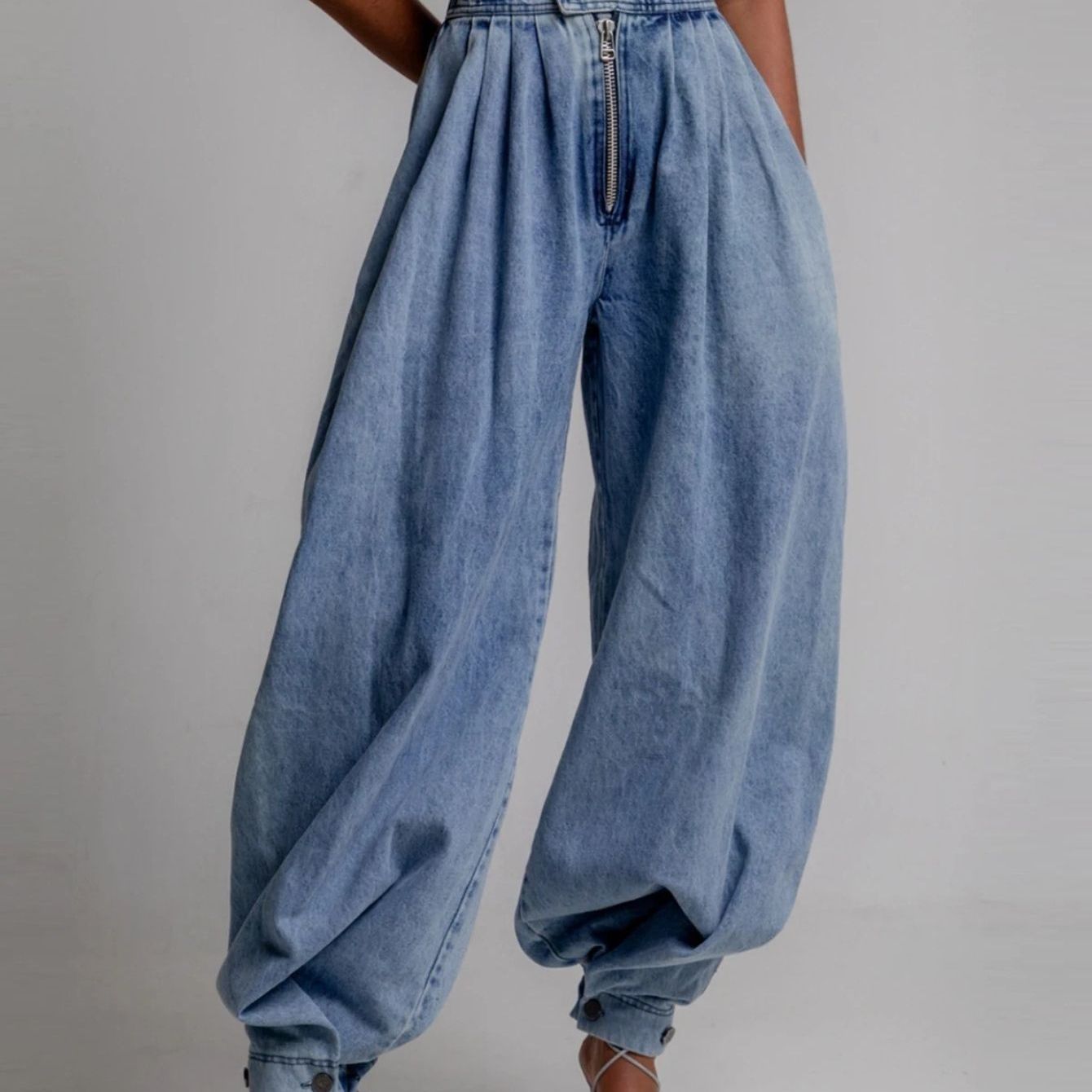 Image of 2026 Summer New High-waist Zipper Jogger Jeans For Women, Loose Fit Casual Retro Denim Trousers Y2k Streetwear