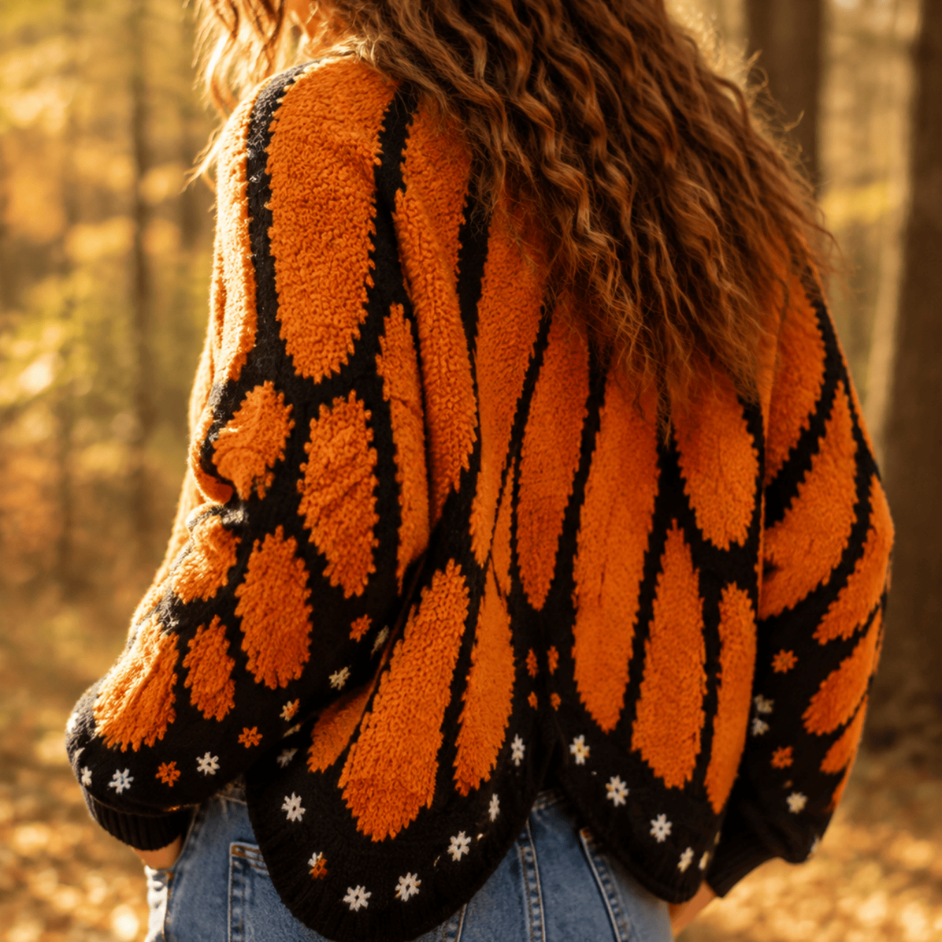 Image of Cape Cardigan, Color-block Crochet Design, Loose Batwing Sleeves, Spring And Autumn Outer Sweater