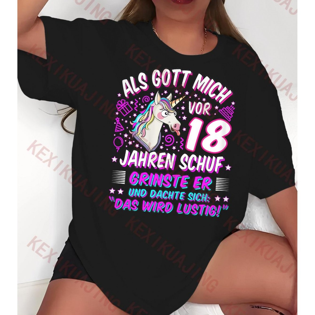18th Birthday T-shirt With German 'when God Me Ago, He ', For Men And Women, 180g