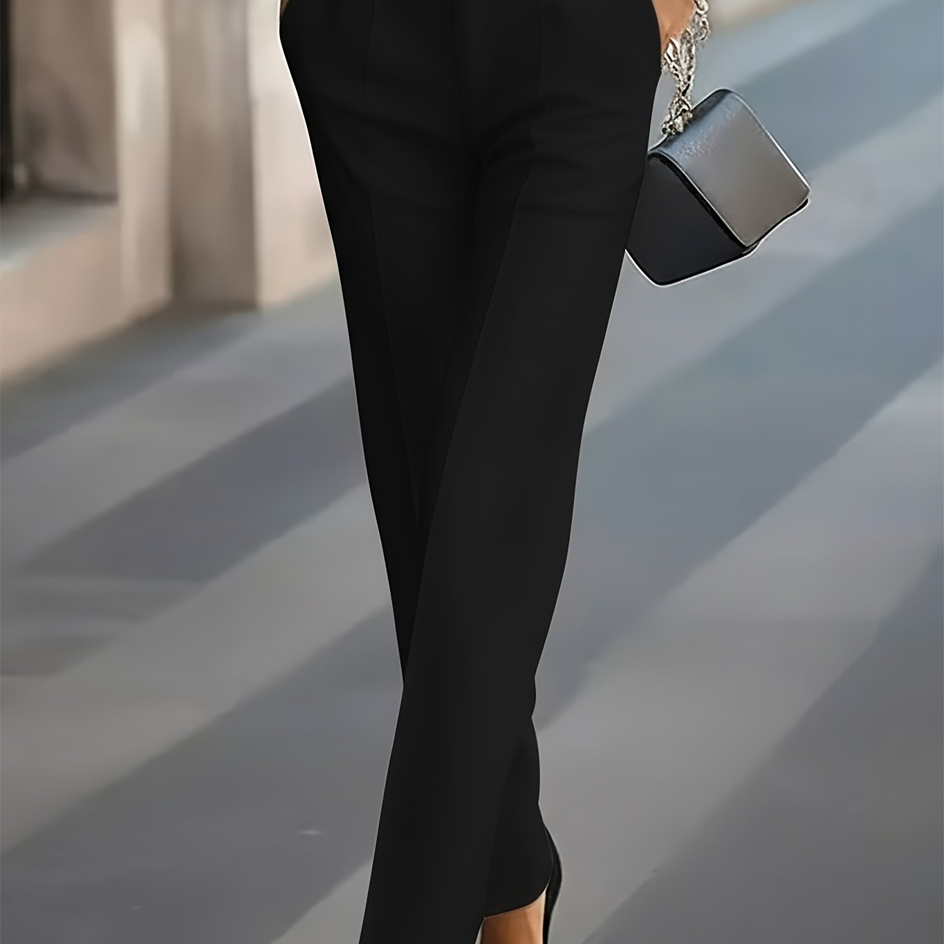 E-shop Elegante Damenhose mit hoher Taille schmaler Passform, drapierte Anzughose, einfarbige, weiche bequeme Hose mit hoher Taille, vielseitig, für