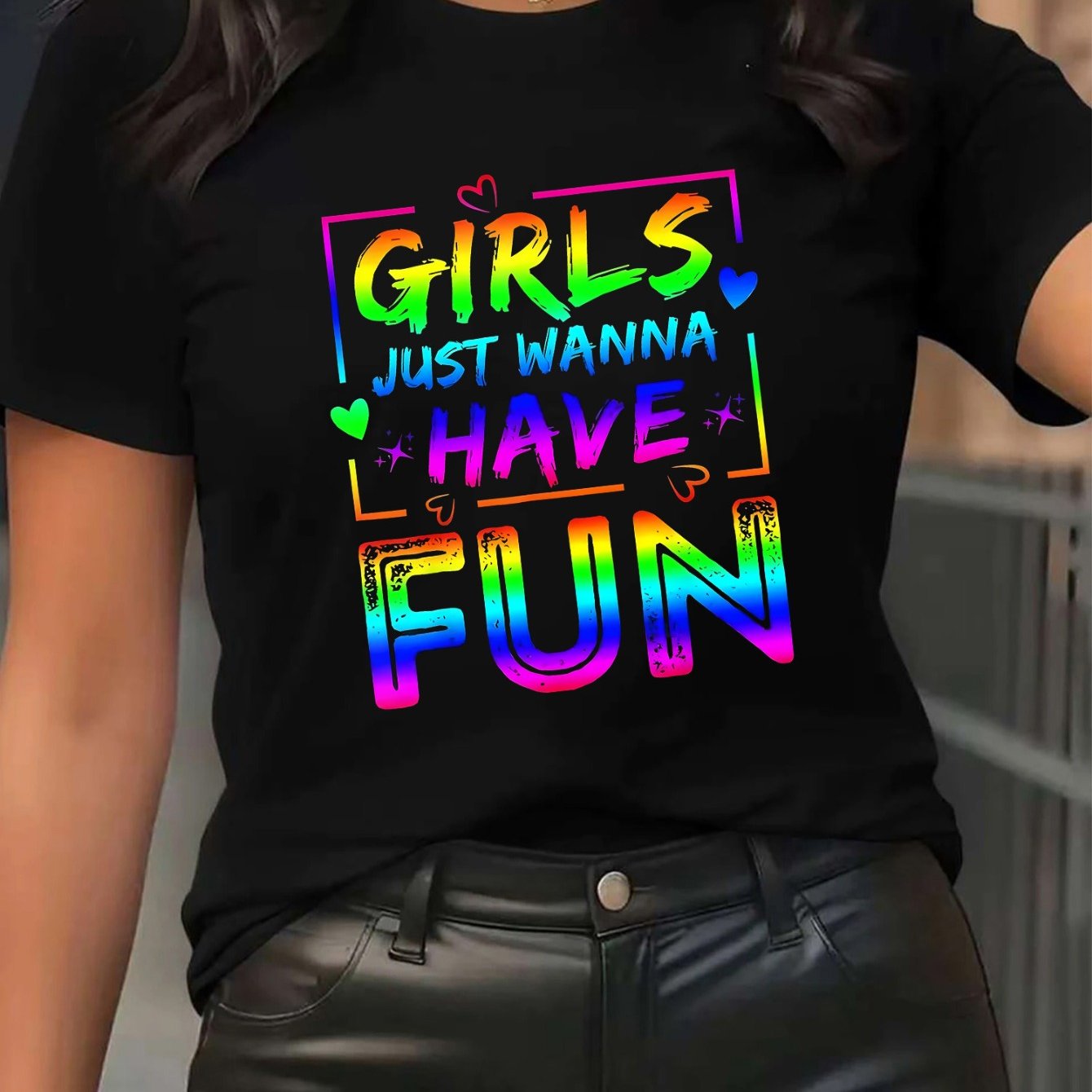 TEMU Women's Casual Sport Short Sleeve T-shirt, , Base With Vibrant Gradient Print, Trendy Design For Everyday Wear