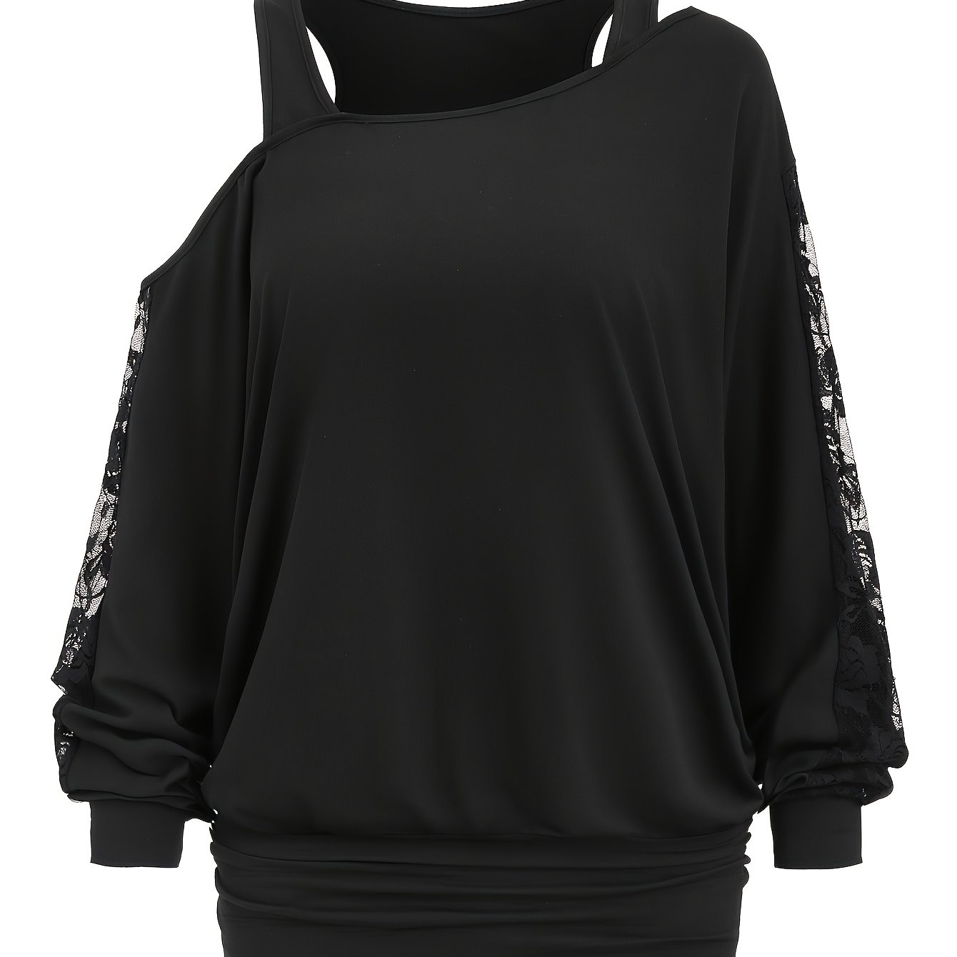 Look Lace Splicing Long Sleeve Top
