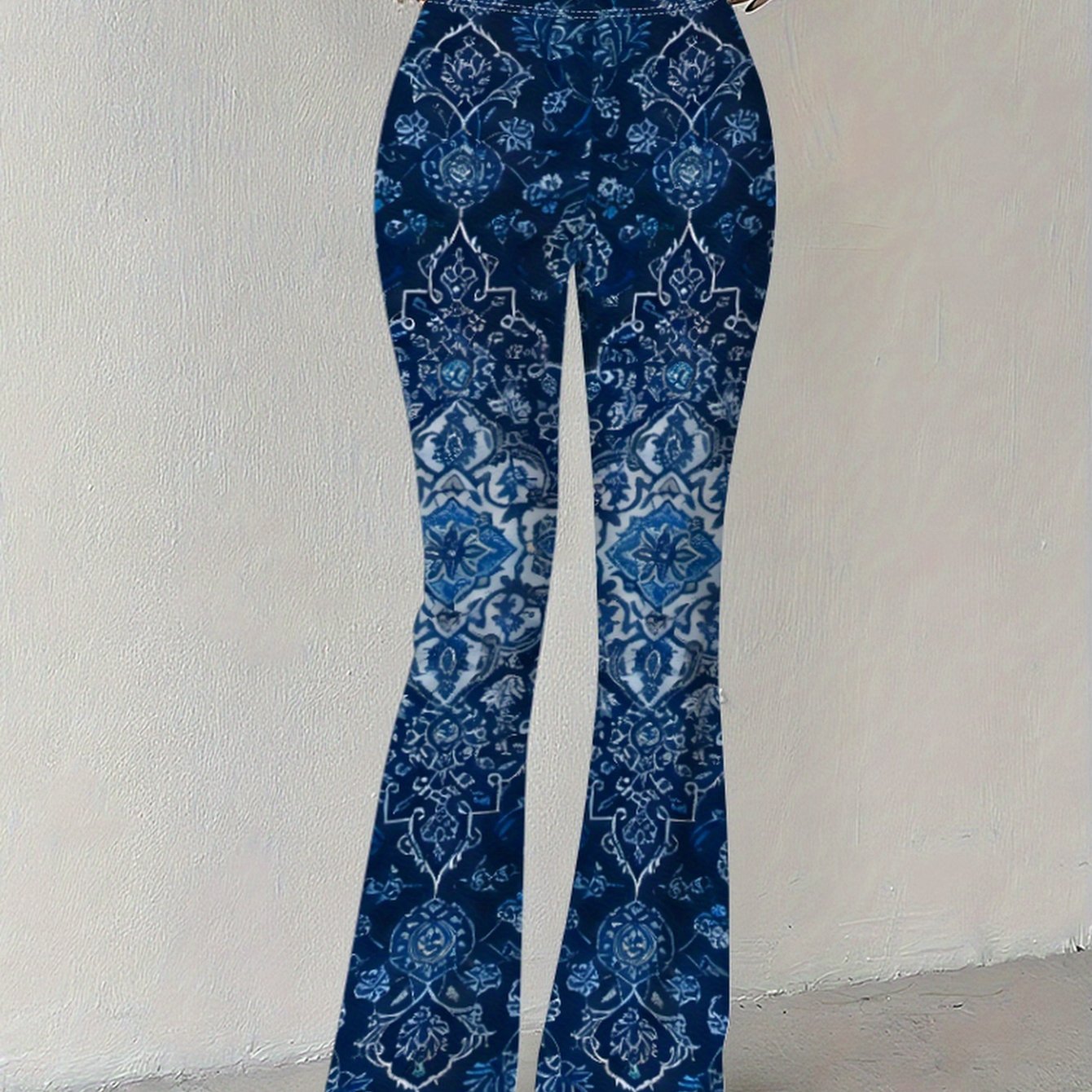 TEMU Ethnic Style Patterns, Illustrations, , New Autumn And Winter Full-print Women's Long Pants, Casual Fashionable Flared Trousers - 748