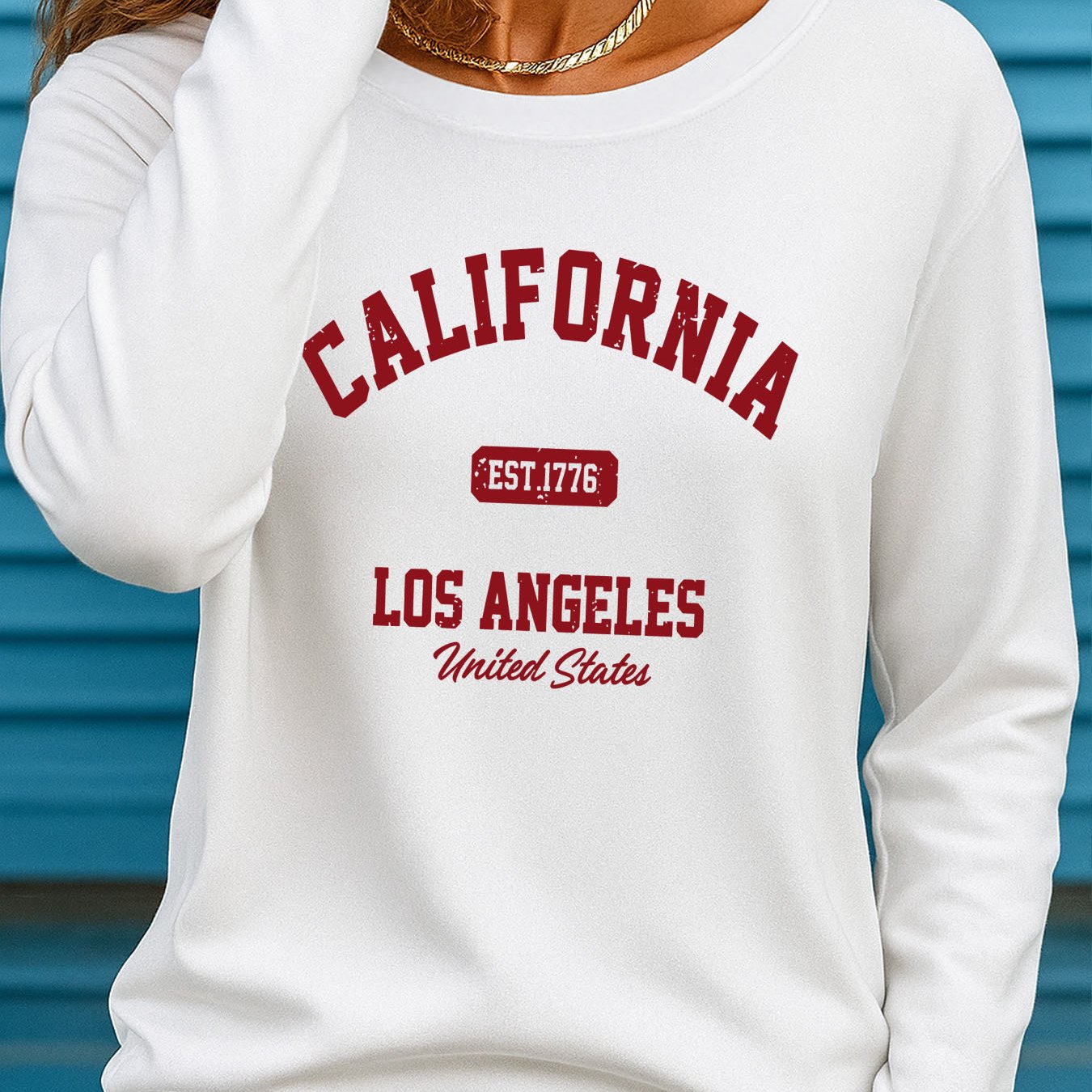TEMU Plus Size Women's Long Sleeve Round Neck T-shirt, New Fashionable Letter Print D 943_2