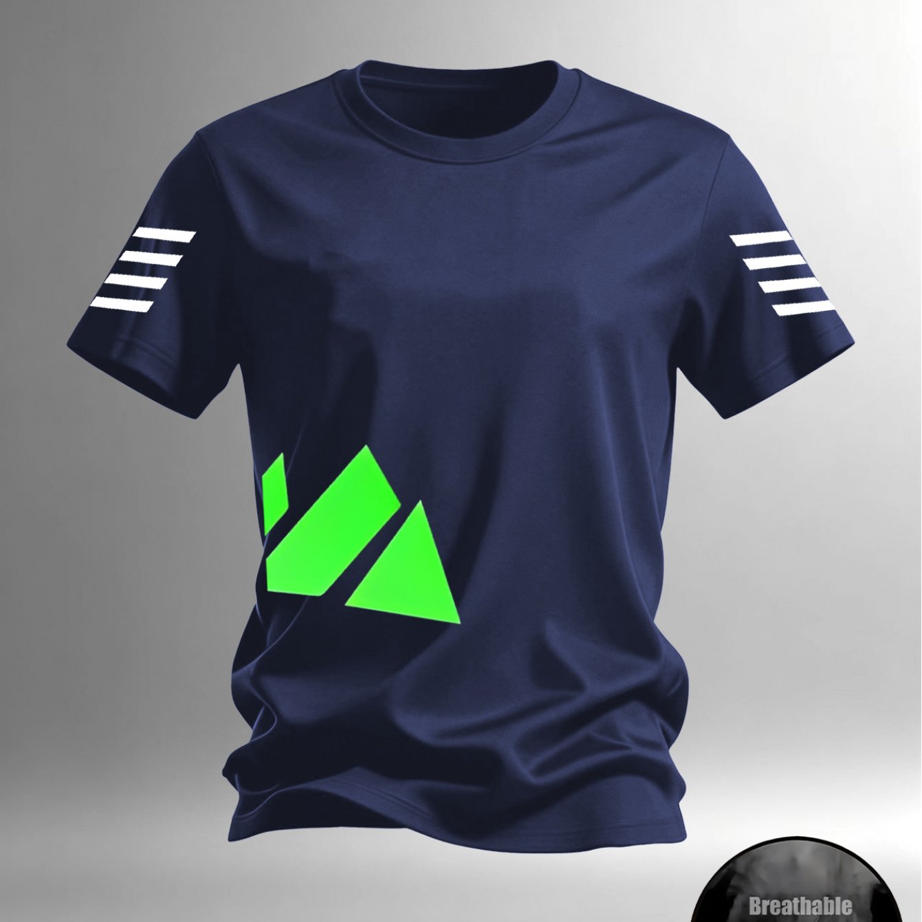 TEMU Fluorescent Green Geometric Triangle Side Print Short Sleeve T-shirt, Super , Casual Versatile Style, Summer Outing Easy To Create Look