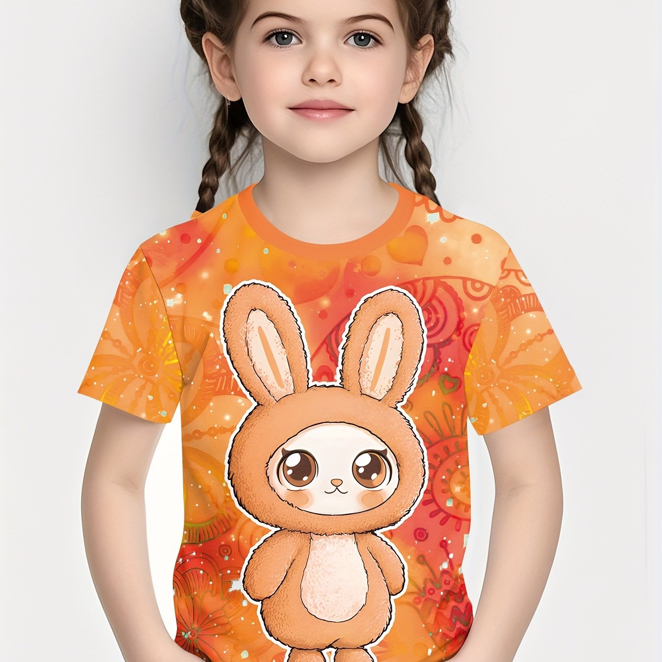 Girls' Summer Bunny 3D Print T-Shirt