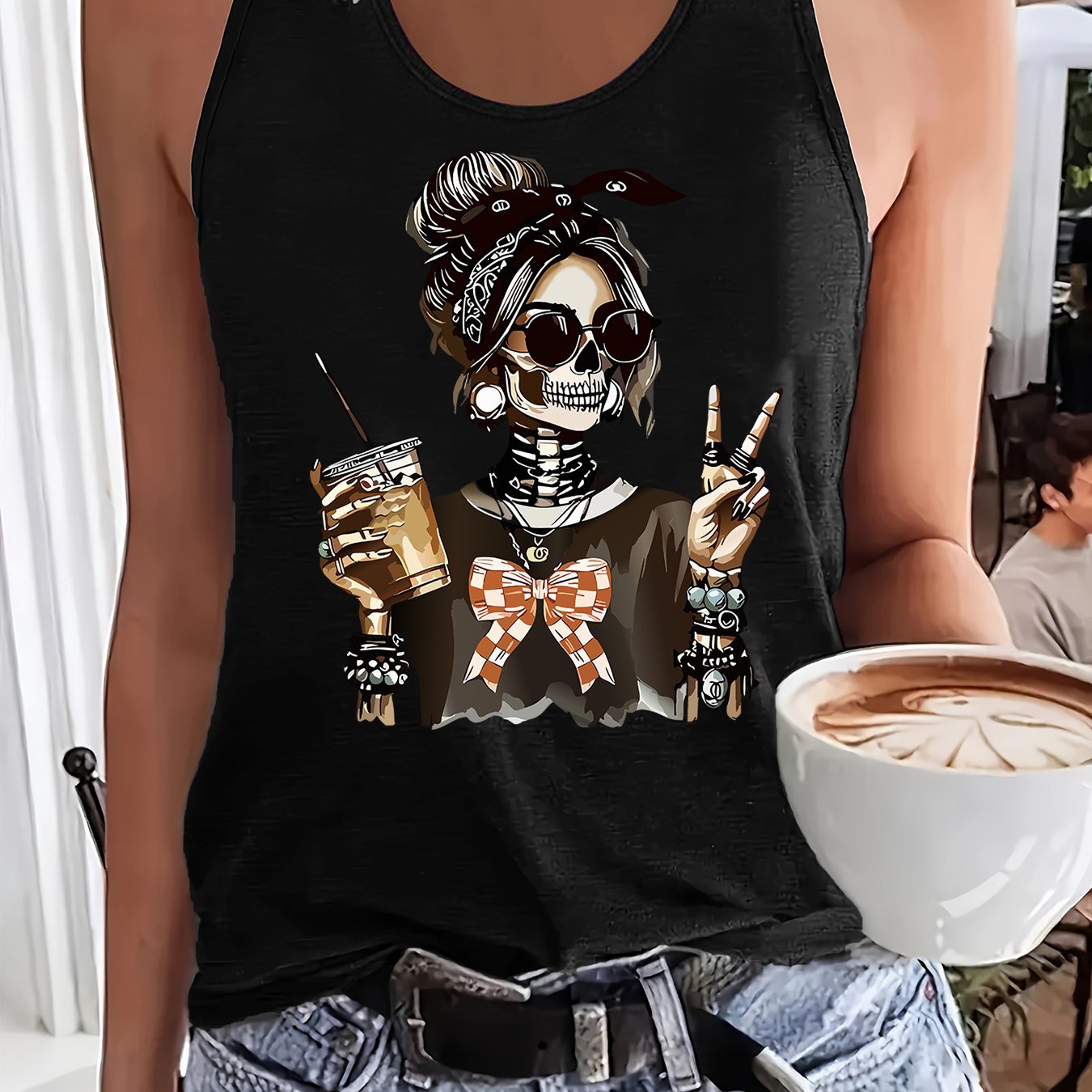 TEMU Graphic Print Tank Top, Sleeveless Casual Top For Summer And Spring, Women's Clothing