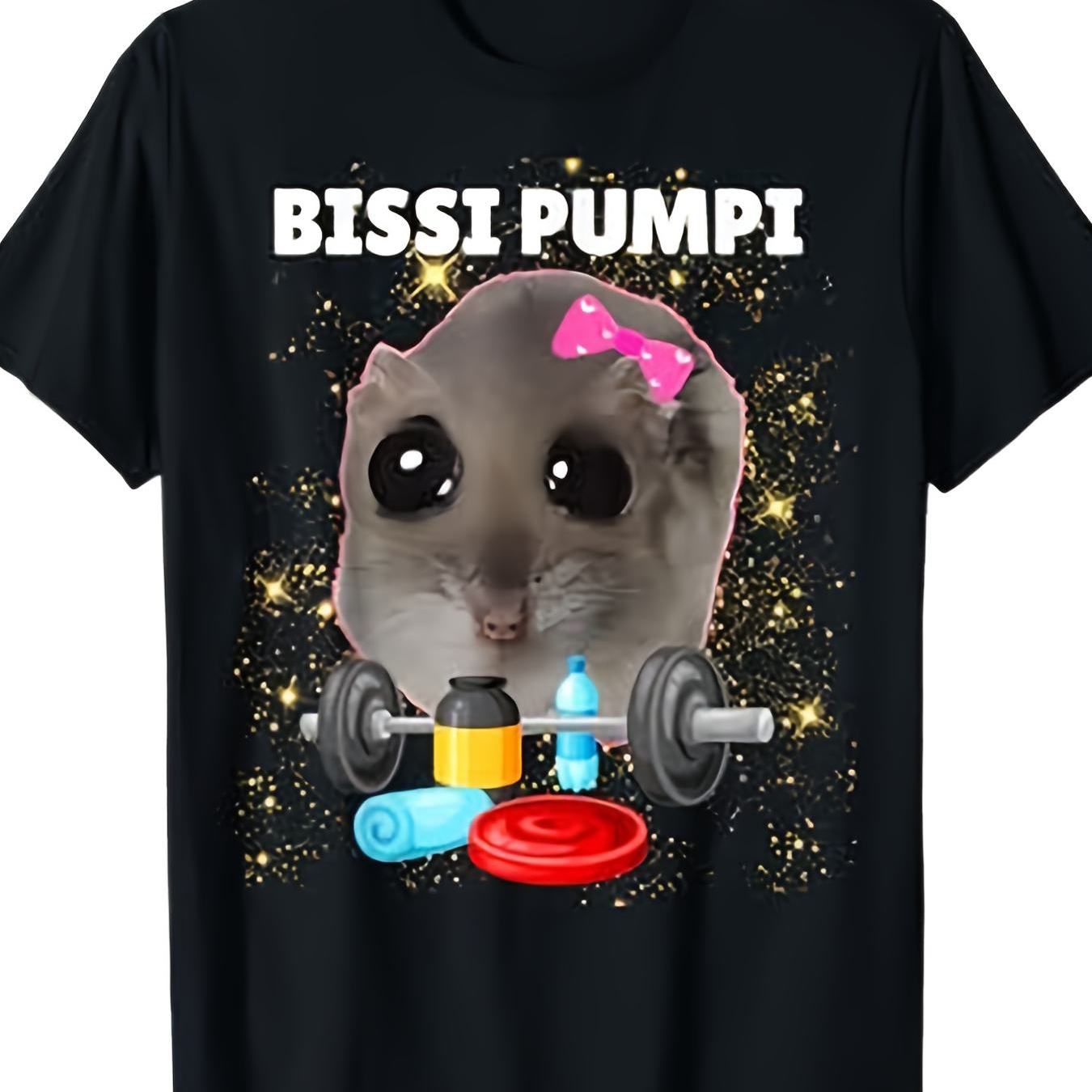 Bissi Pumpi Funny Sad Hamster Cute Hamstie | Crew Neck, Stretch, Regular Fit, Geometric Pattern, Perfect For Men, Print