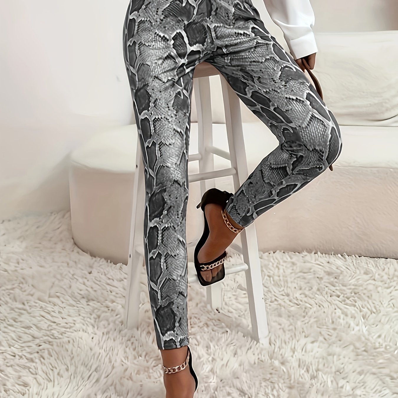 E-shop (Directional Style) Frühlings-/Sommer-Einlauf Leggings mit Print, lässige, hochtaillierte, dehnbare Leggings, multifunktionale, ganzjährige,