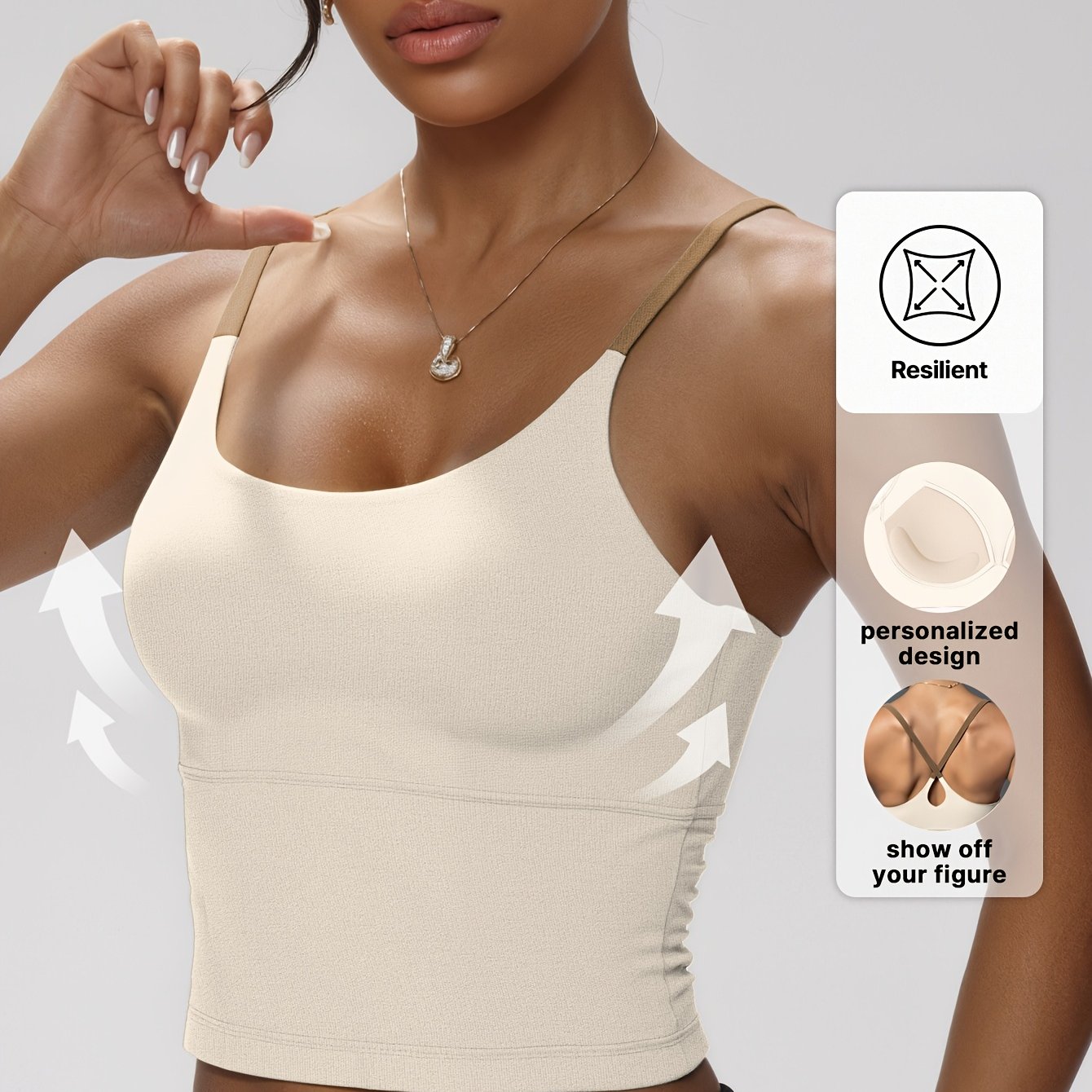 Image of Soyun Women's Yoga Tank Top With Chest Pads, Fitness Cami, Sports Bra, Color , Breathable And Comfortable, Suitable For Cycling, Fitness, Yoga, Running, Outdoor Activities