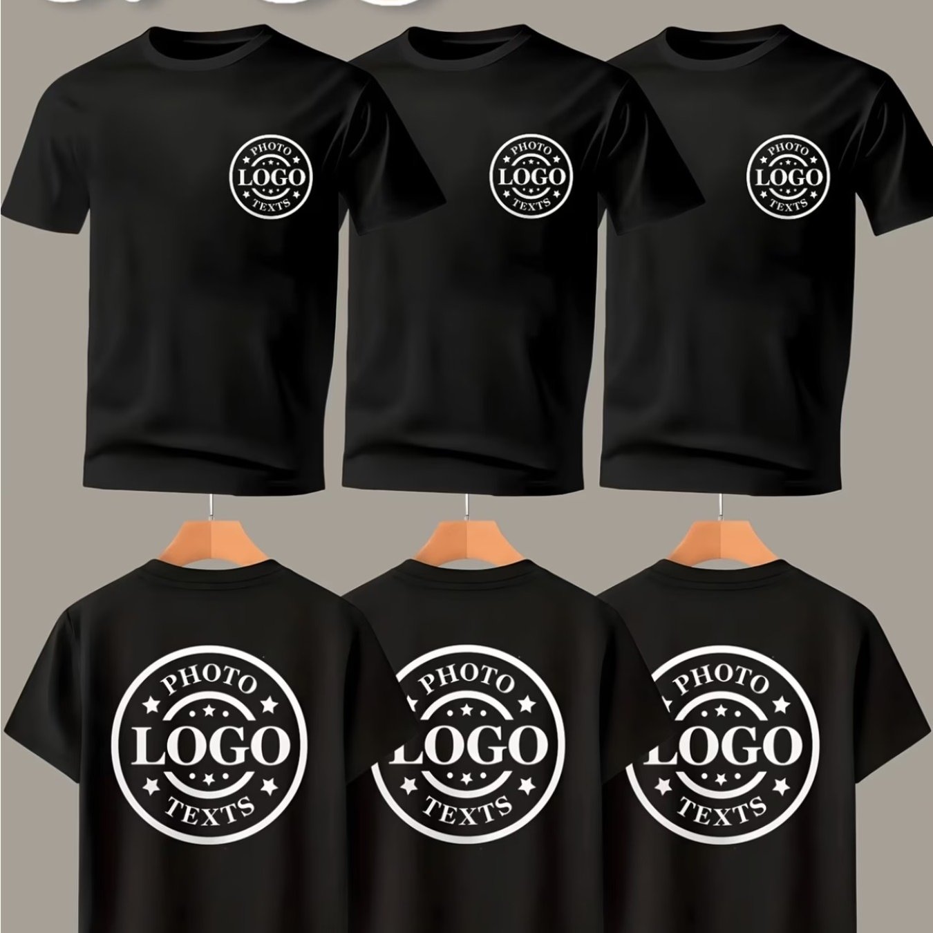 TEMU 3pcs Men's Custom Logo T-shirts â Personalized Print Design, Suitable For Team Uniforms, Gifts, And Event Use | Soft Slim-fit Short Sleeve Styl