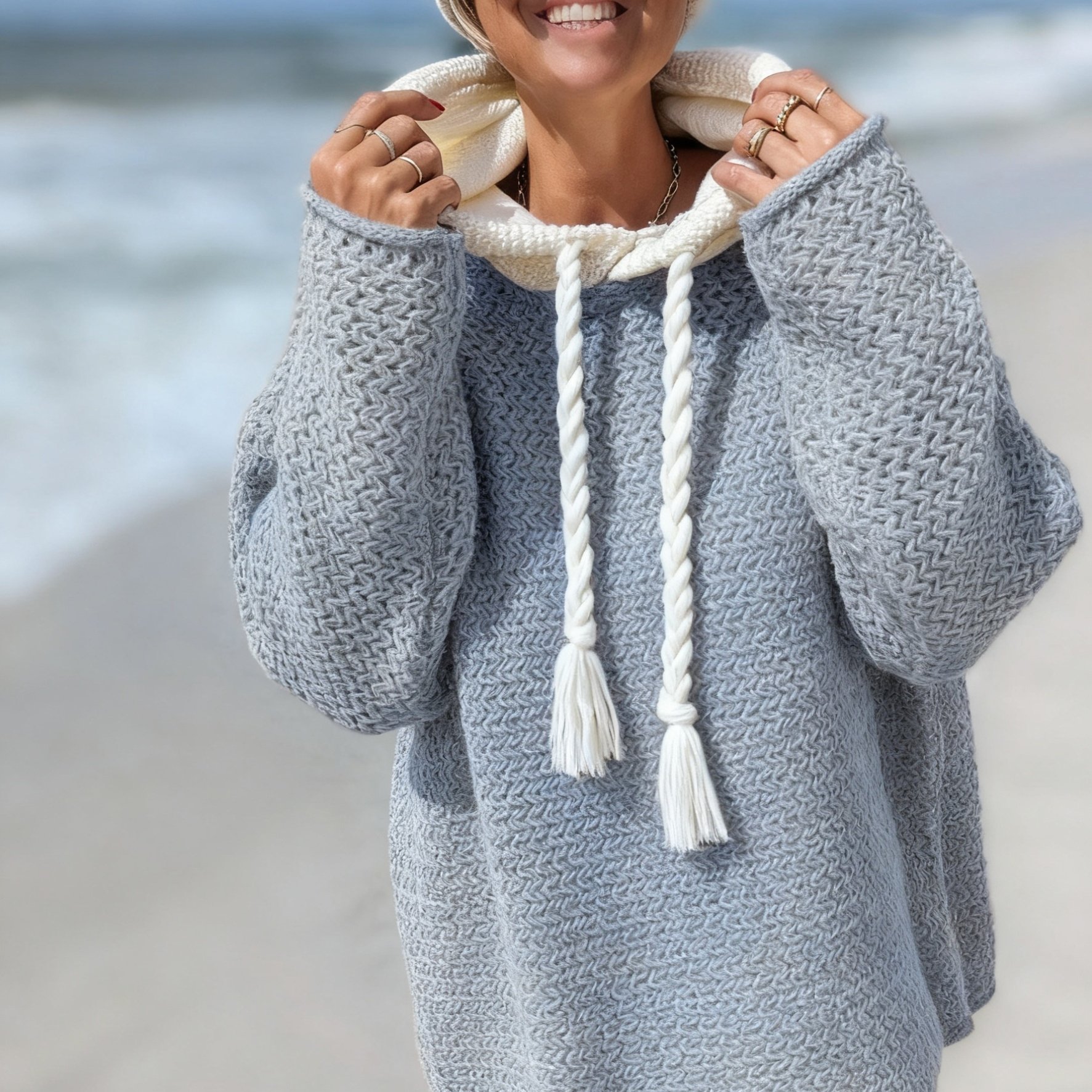 Plus Size, Color-block Hooded Pullover, Casual Loose Sweater, Women's Autumn/winter Top