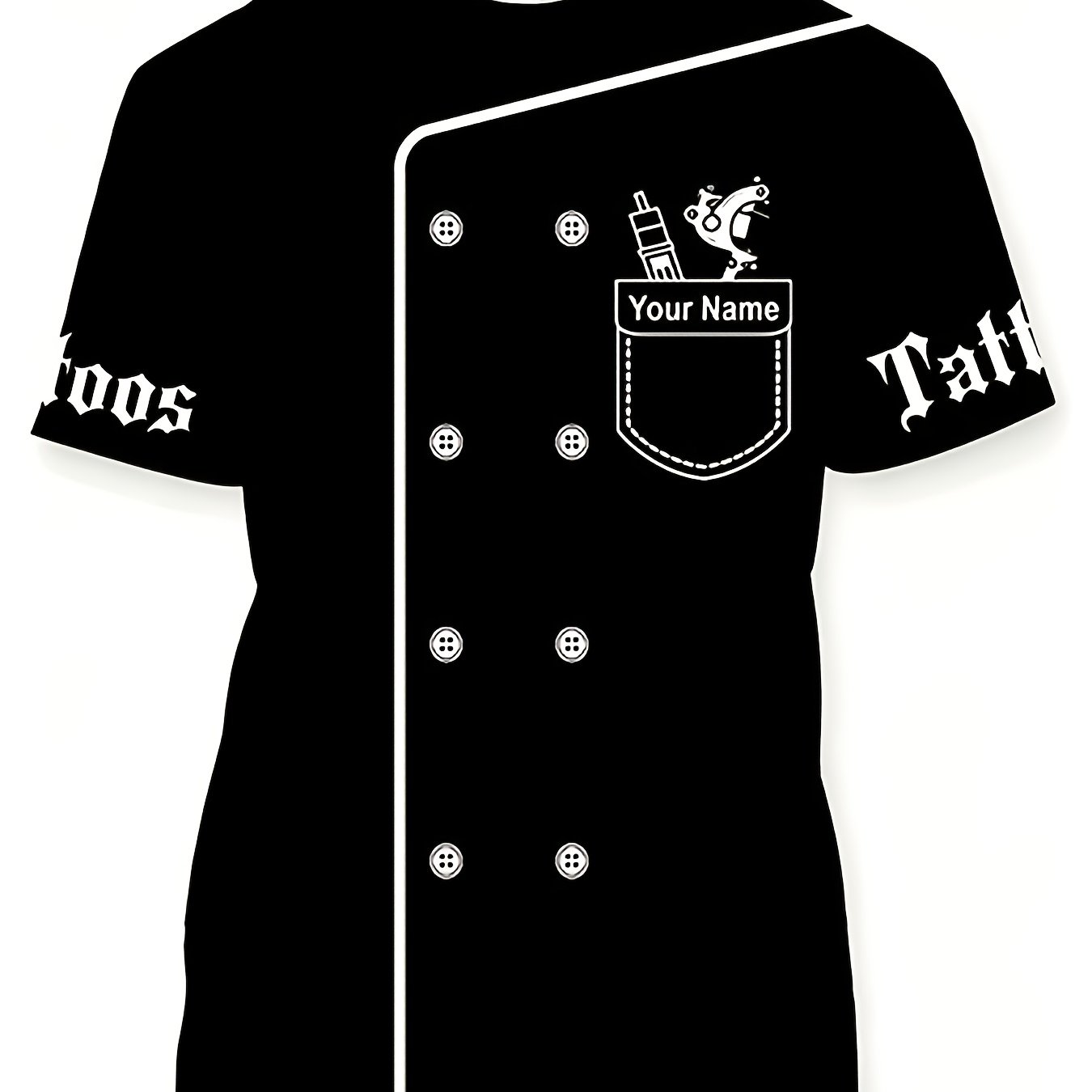TEMU T-Shirt Personnalisé Nom & Style Tatouage - Impression Intégrale avec Nom/Design, Haut Décontracté à Manches Courtes et Col Rond pour Printemps