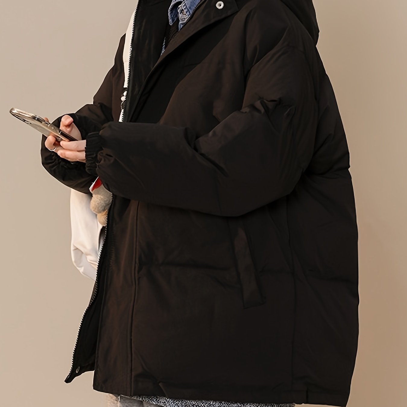 TEMU Veste matelassée pour femme pour couple, d'hiver, style pain à capuche, vêtement d'extérieur matelassé et épaissi, tendance