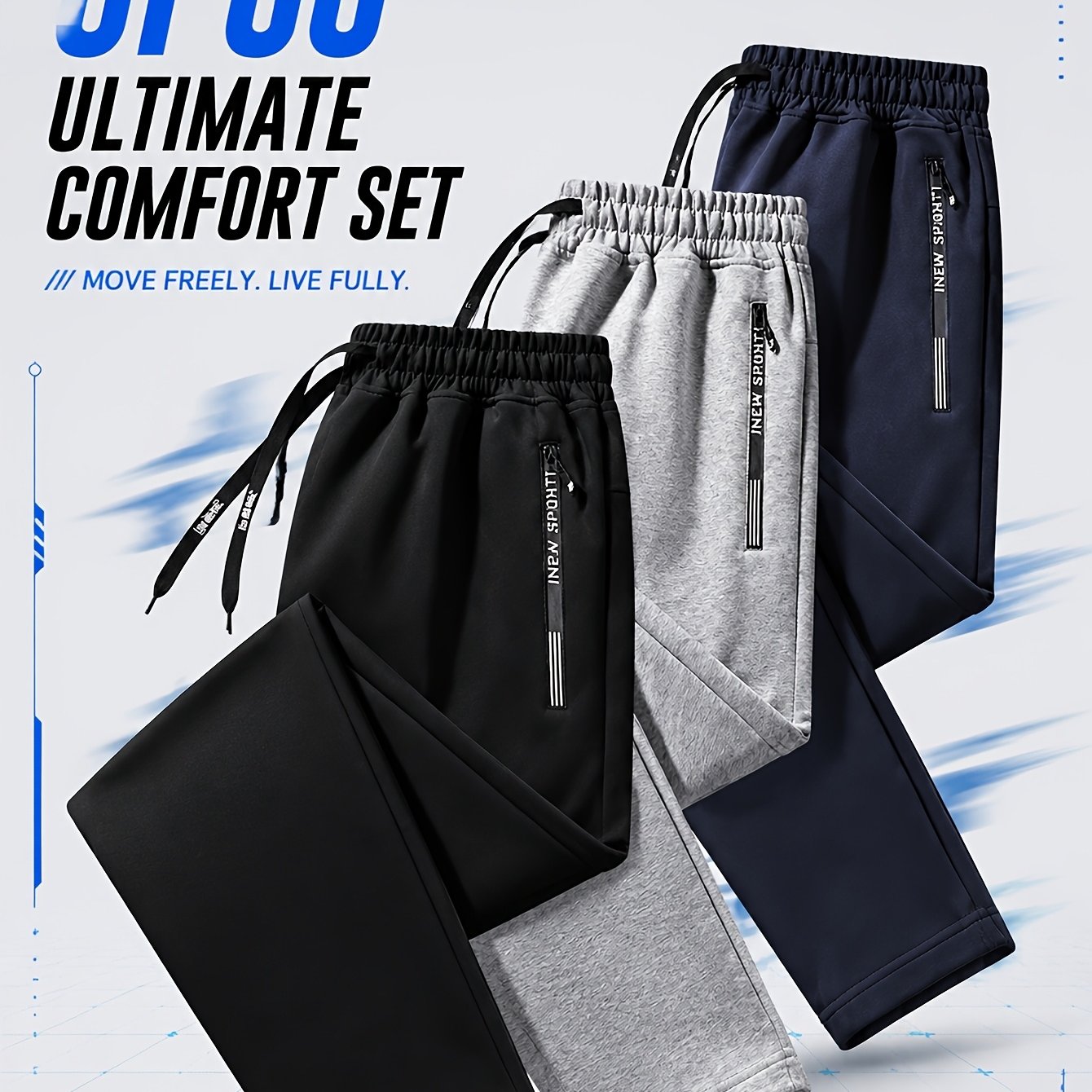 TEMU 3pcs Men's Sweatpants Casual Athletic Lounge Pants For Everyday , Workout & Relaxed Wear