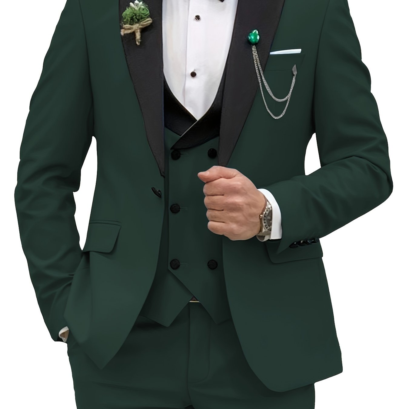 Men's Suits Set Slim Fit Double Breasted Suit Vest + Long - Temu