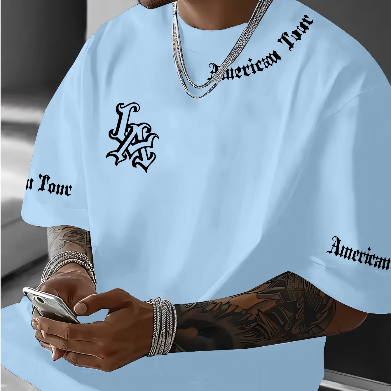 TEMU Summer Letter Print Crew Neck Short Sleeve Casual T-shirt, Plus Size