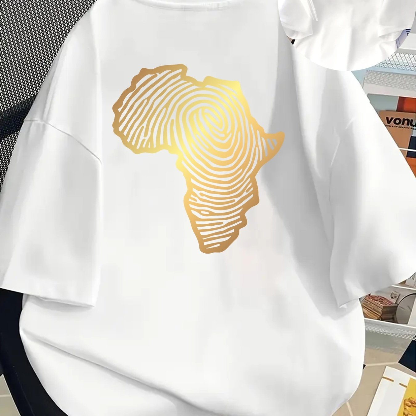 TEMU Africa Map, Fingerprint T-shirt Short Sleeve Crew Neck Casual Top For , Women's Clothing