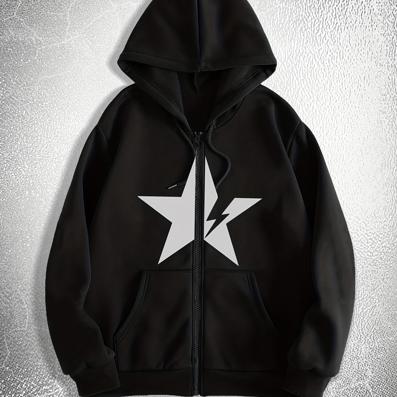 TEMU Men's Autumn And Winter Casual Hoodie With Lightning Pentagram Print Design