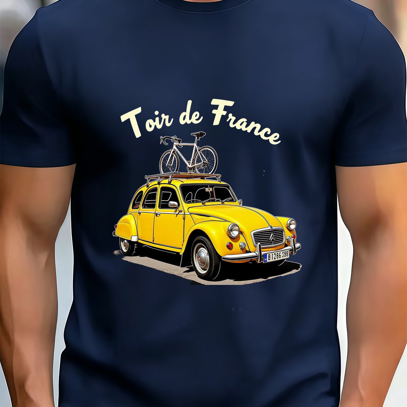 TEMU Men's Graphic T-shirt - Vintage Design, Perfect For Cycling Enthusiasts, Soft And Breathable, 100% Polyester Fiber, Print, Crew Neck, Short