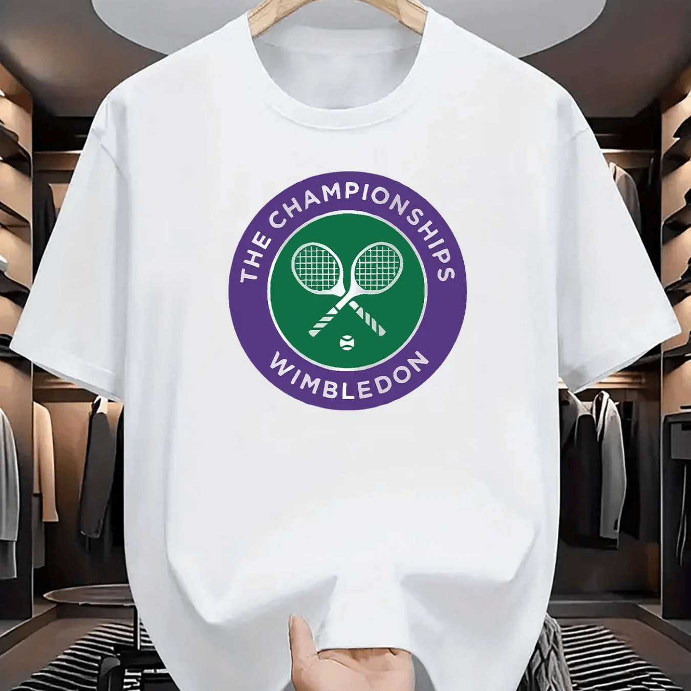TEMU Men's Graphic Tennis T-shirt - Official Logo (racquets) - Soft Breathable Polyester Shirt - Black With Accents - Fan Apparel - Casual Tennis