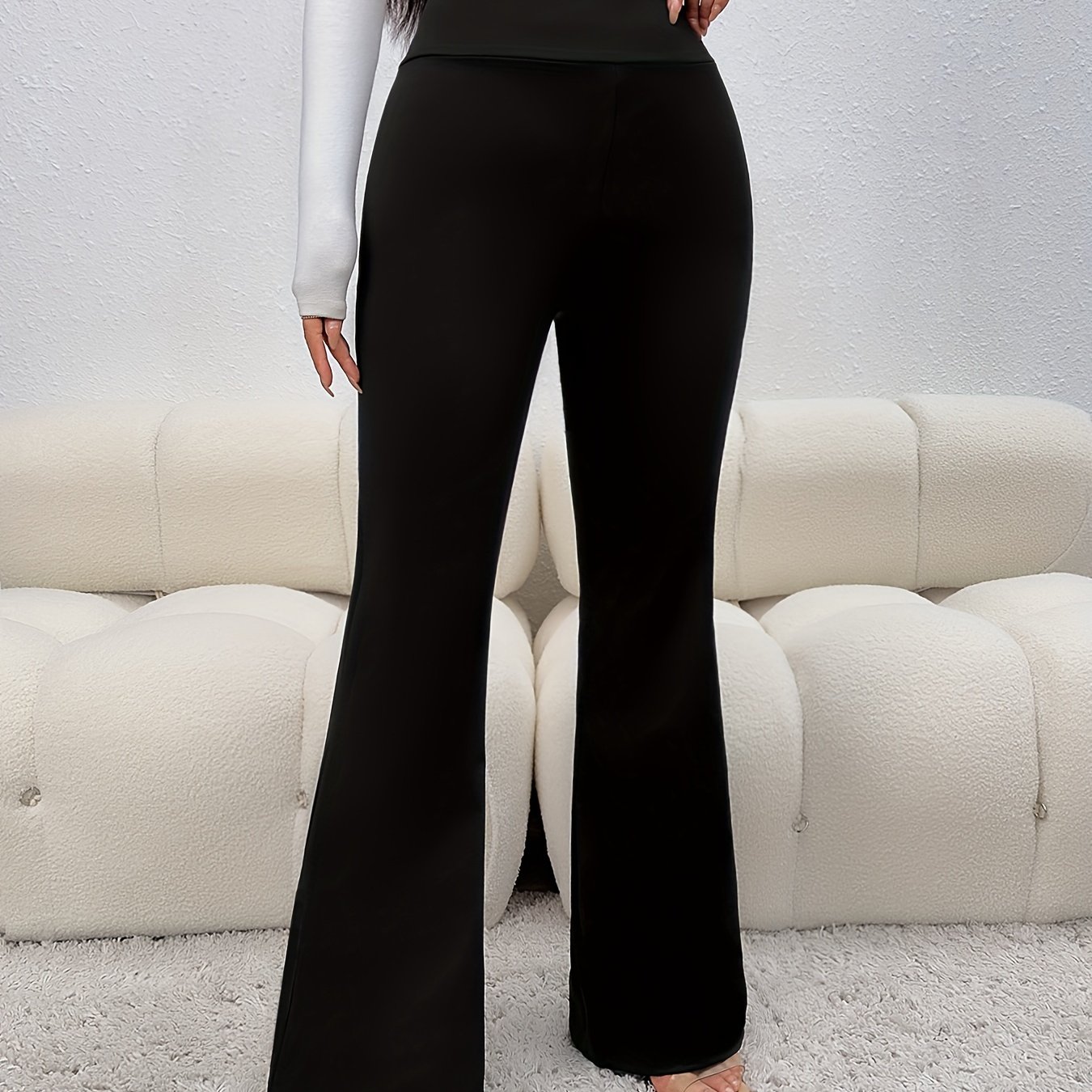 Women's Casual Pant High Waisted Flare Pant Workout Solid Pant