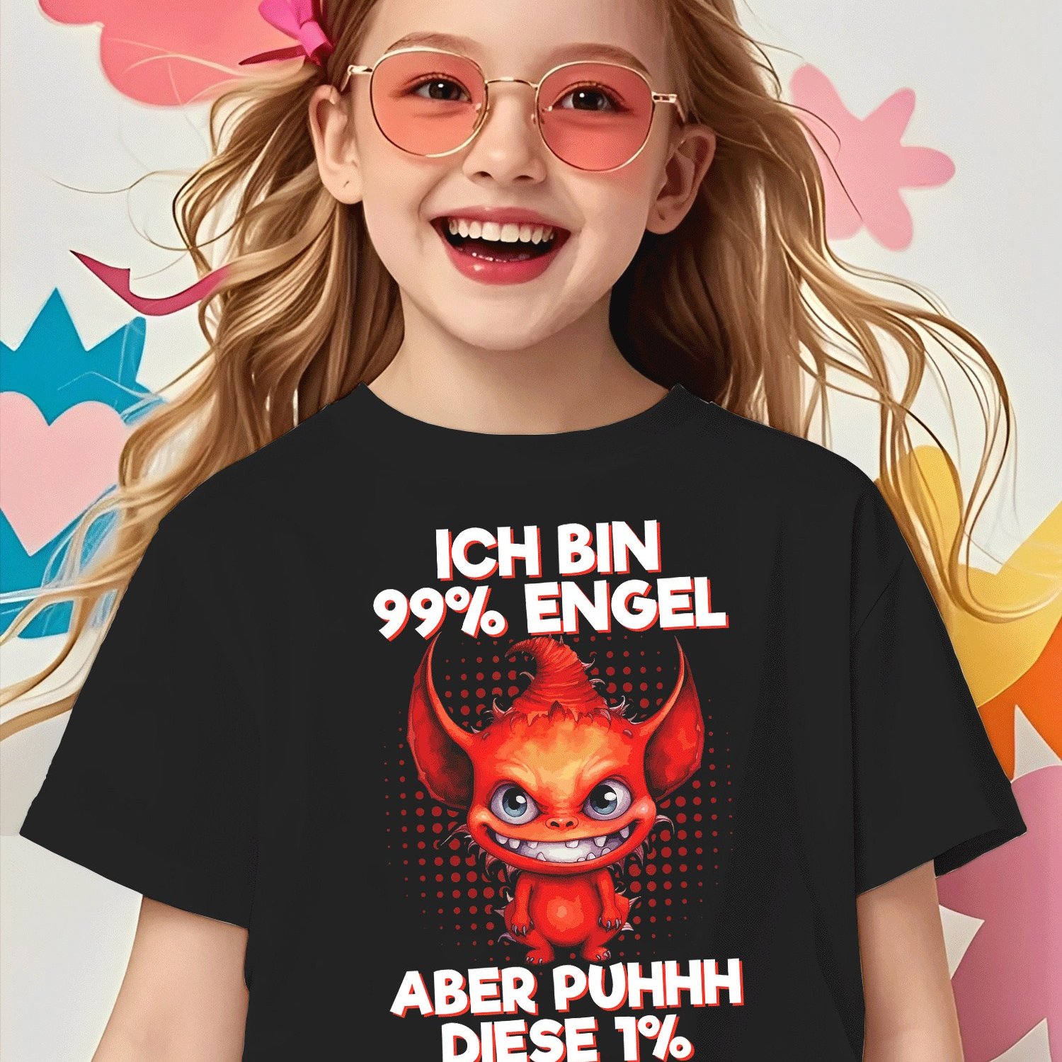 T-shirt With German Text Ich Bin 99% Engel Aber Puhhh Diese 1% Kleines German For Boys Girls Kids Chlidren T-shirt