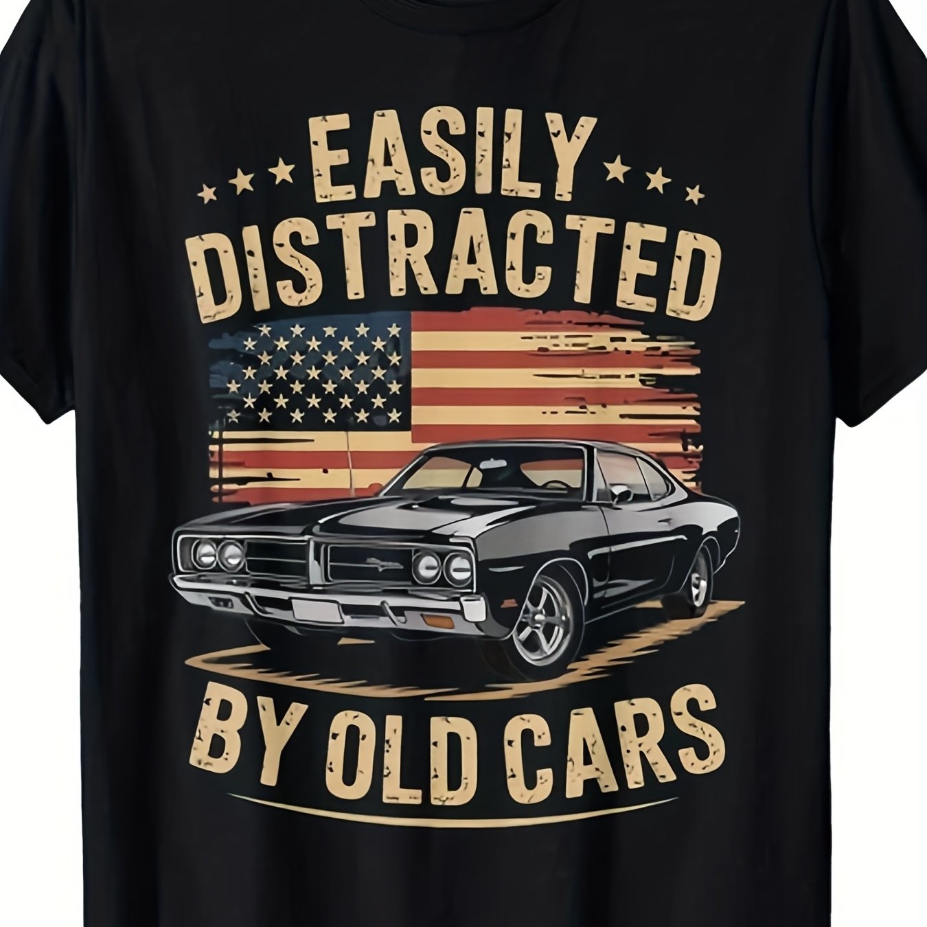 TEMU Classic Vintage Items Vintage Car Enthusiasts| Unisex T-shirt, Round Neck, Suitable For , Summer Style, Short Sleeves, Slight , Regular Fit