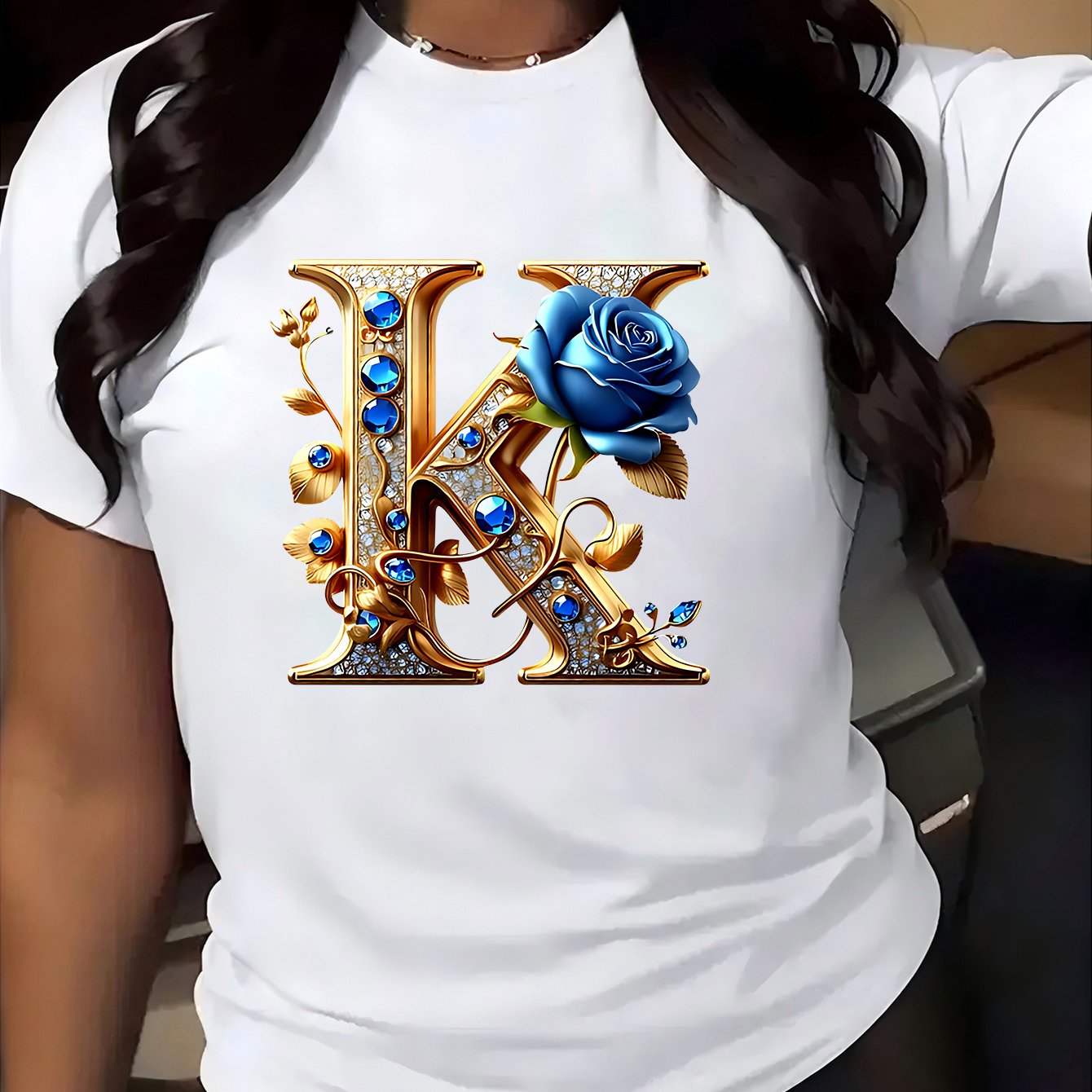 TEMU Multi Color Optional Fashionable K-pattern Printed Women's T-shirt, Short Sleeved Round Neck Casual Top, Women's Clothing
