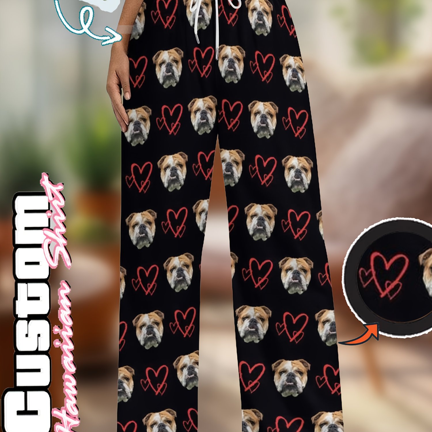E-shop Personalisierte Haustier-Foto-Pyjama-Hosen für Männer Frauen, Individuelle Gesichts-Pyjama-Hosen, Ideal als Geschenk zu Weihnachten,