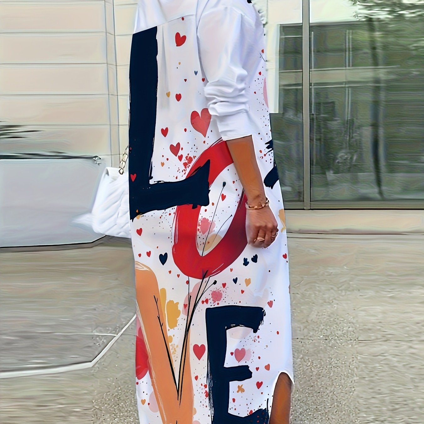 Plus Size - Plus Size - Plus Size Women's Casual Long Sleeve Shirt Dress Print For Spring And Autumn
