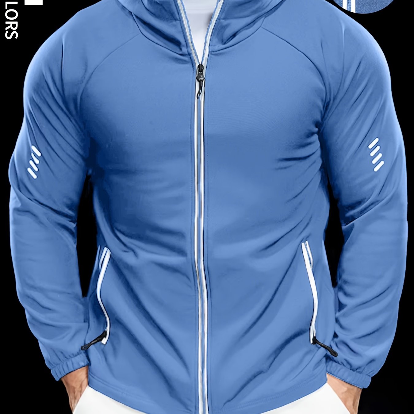 Image of Men's Jackets, Hooded Jackets, Reflective Zippers, Sports, Fitness, Leisure, Outdoor, Mountaineering, Adventure, Camping, Multi-scene Wearable, Of Rain Outside, Gift For Boyfriend Or Dad