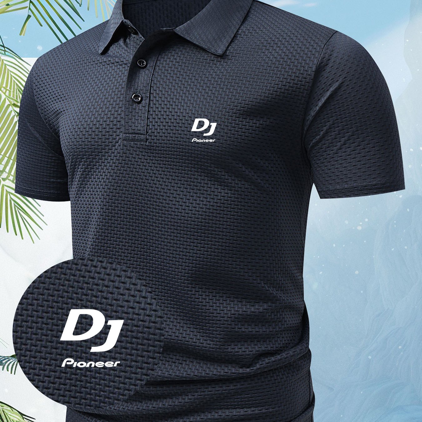 TEMU A Dj English Letter Unique And Stylish Design Logo Summer Men's Skin-friendly Shirt, Breathable And Refreshing For Comfortable Wear, A Versatile