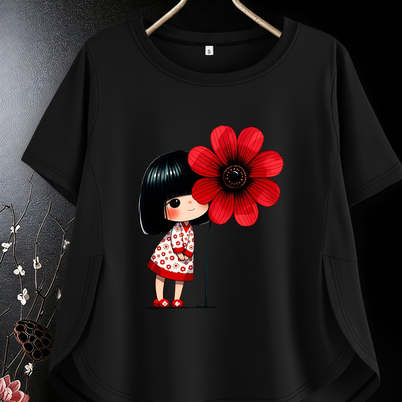 TEMU Letter Print Drop Shoulder T-shirt, Short Sleeve Crew Neck Casual Top For , Women's Clothing