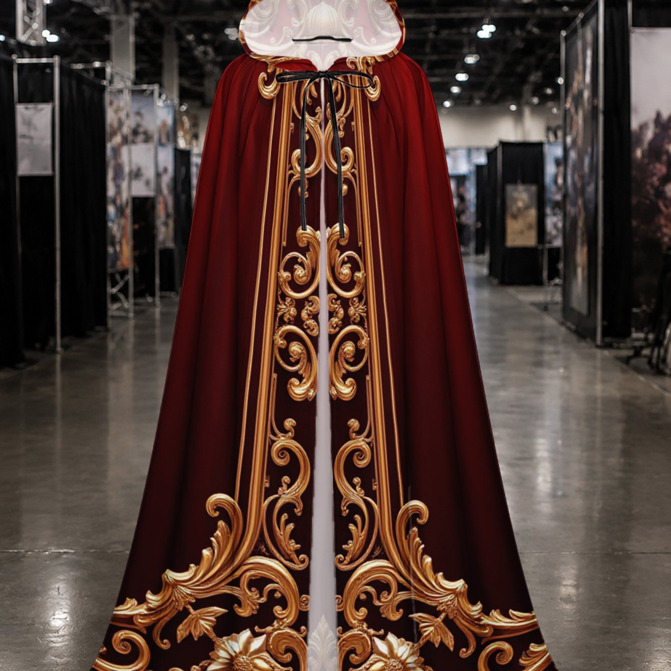 TEMU 1pc, Unisex Long Hooded Cape With Ornate Print, Halloween And Christmas Themed Polyester Cloak For Costume Performances, Family Gatherings,