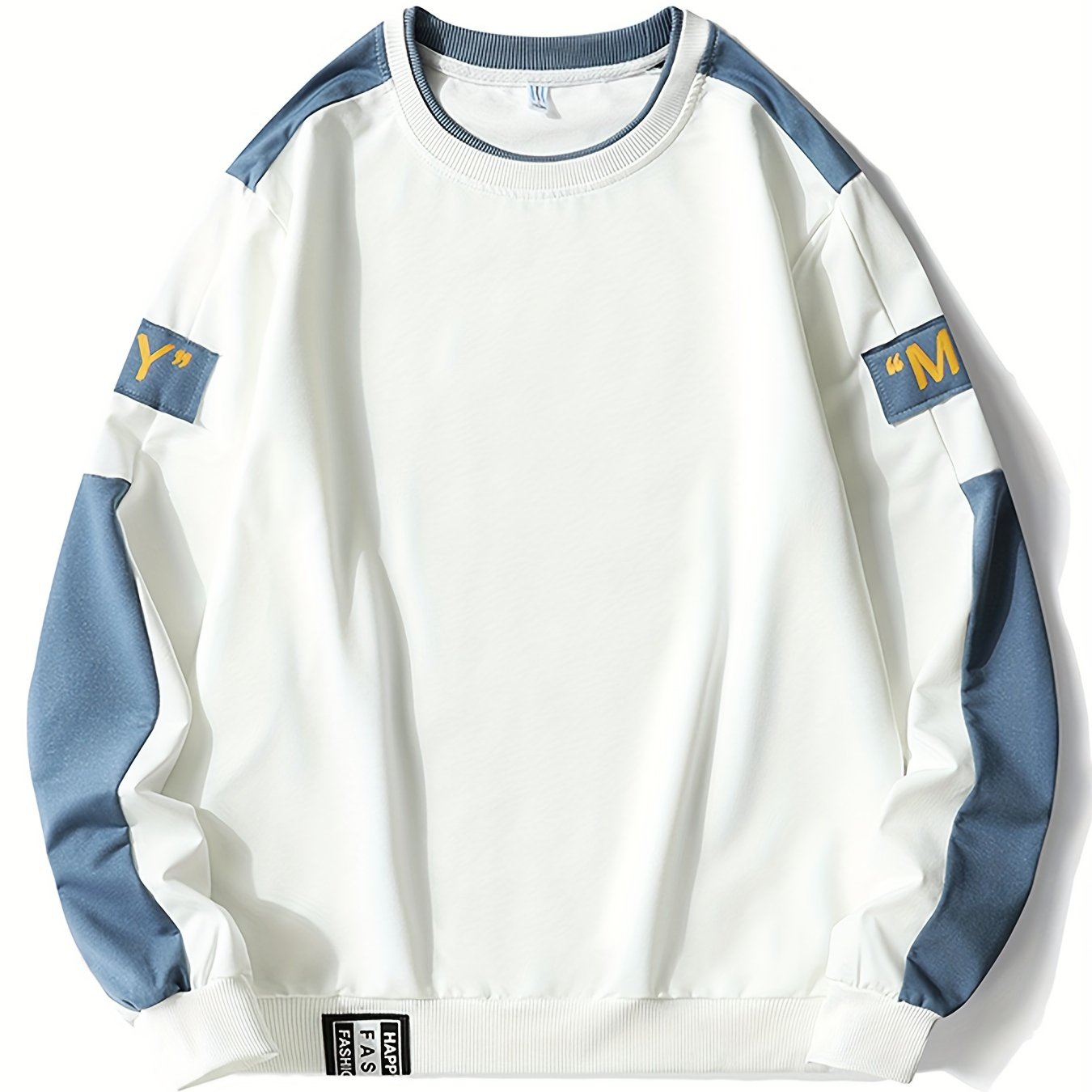 TEMU Men's Color Block Pullover Sweatshirt, Stylish Long Sleeve Tee, Trendy Casual Top For Spring & Autumn Daily Life