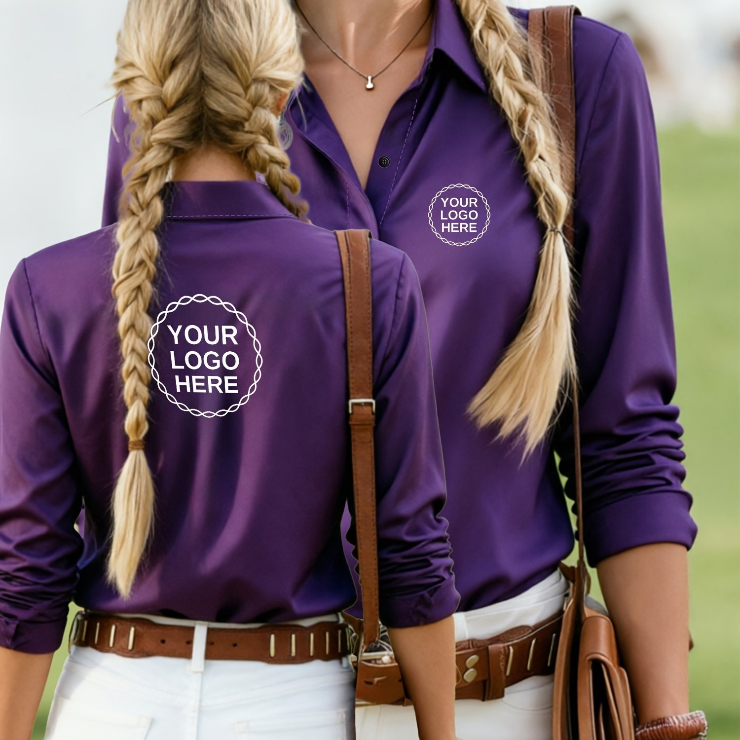 TEMU Custom Logo Women's Personalized Long Sleeve Hidden Button Series Shirts, Light Luxury Commuter Women's Dress Shirts