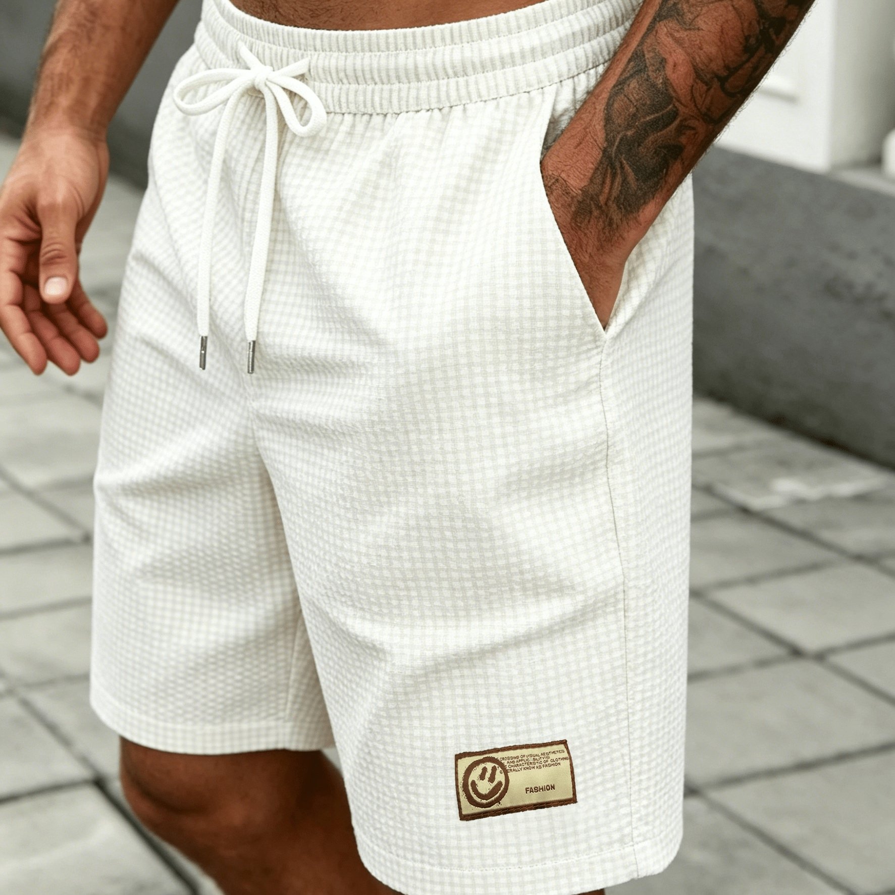 TEMU Shorts Décontractés pour Hommes - Taille Cordon de Serrage, Motif à Carreaux, Légers et Respirants, et Confortables, Adaptés à un Décontracté en
