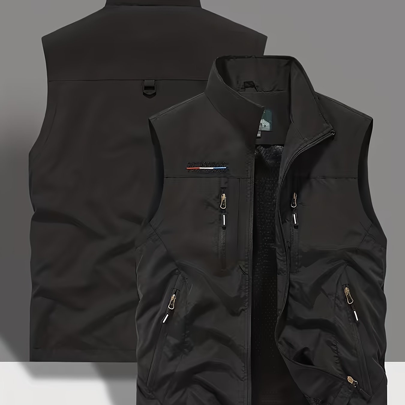 TEMU /autumn Lightweight Vest For Outdoor Sports, Photography, Hiking, And Fishing - Casual Multi-pocket Sleeveless Stand Collar Vest For Middle-aged