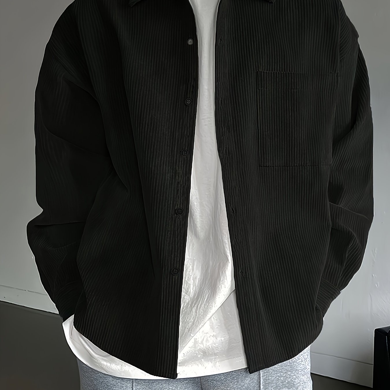 TEMU Chemise Décontractée pour Homme - Col à Point , Lavable en Machine, Couleur Unie, pour Occasions Décontractées et Formelles, Décontractée,